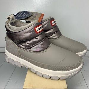 Hunter Women's Metallic Insulated Snow Boots Dark Silver Size 6